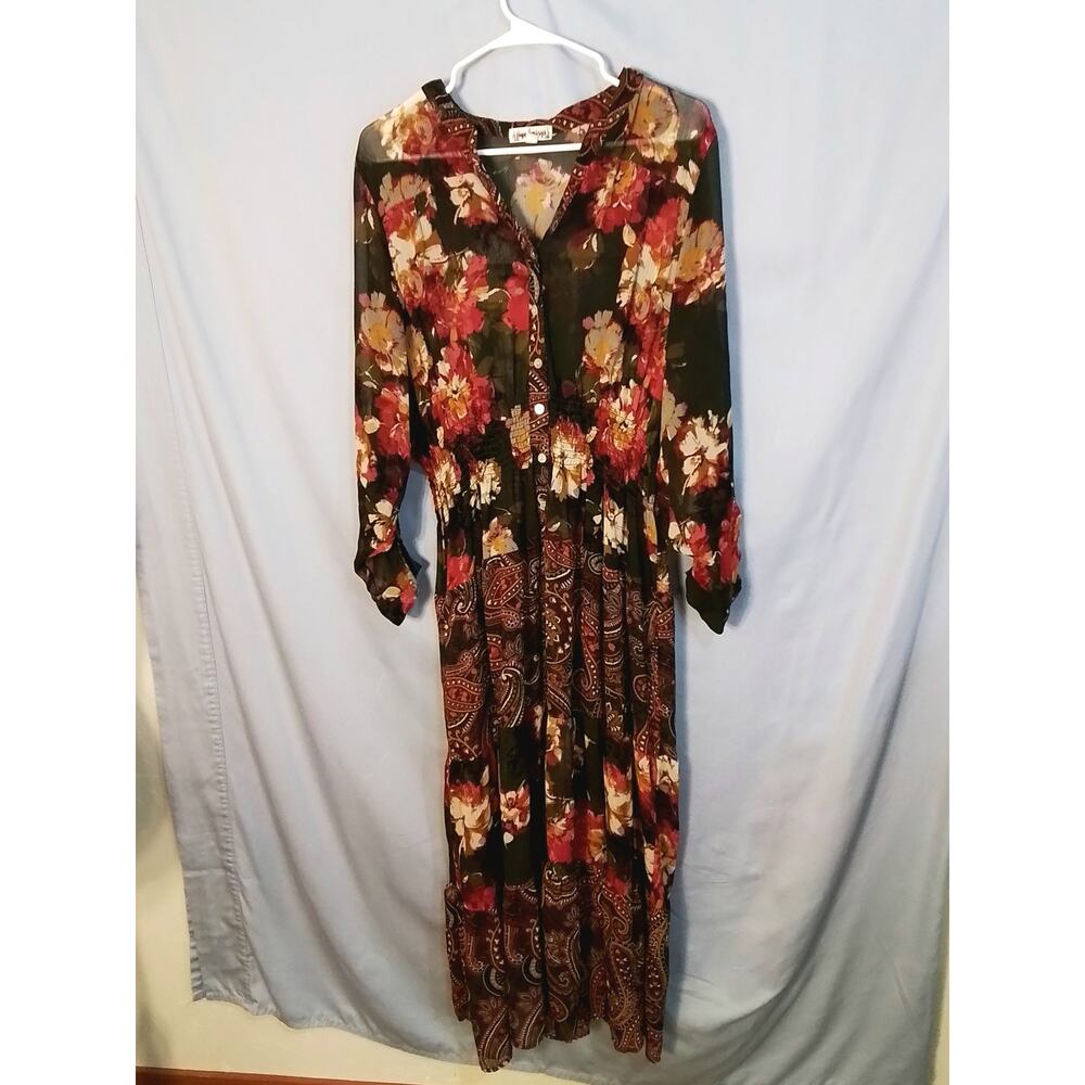 Happy Springs multi color semi sheer maxi dress. - Picture 4 of 7